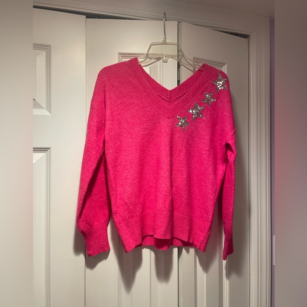 Gorgeous pink sweater. Never worn but of course took tag off.
